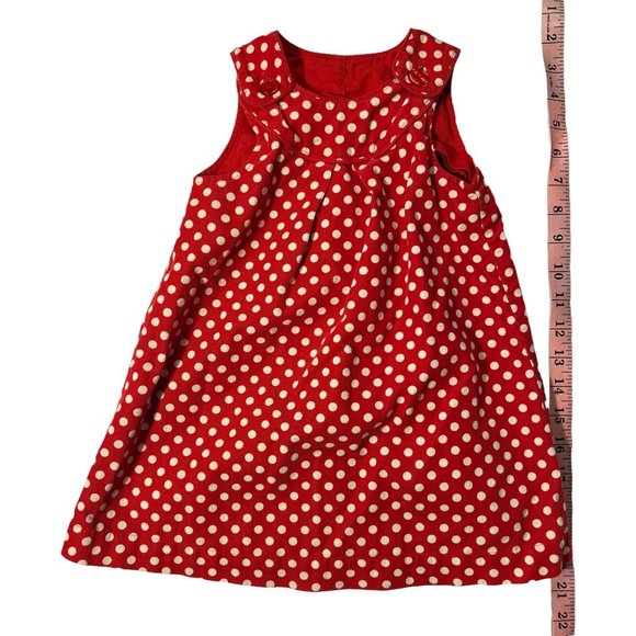 Boutique Corduroy Red Polka Dot Pleated Dress 2 Toddler - Picture 1 of 4